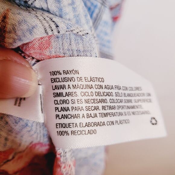 Knox Rose blue and red floral print smocked back tie strap midi dress size XL - Picture 7 of 10